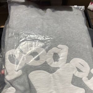 Spider Gray Beluga Graphic Sweatshirt with White Puff Print